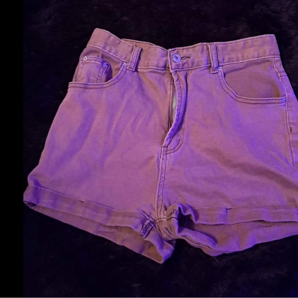 SHEIN Purple Jean Shorts High-Waisted Cuffed